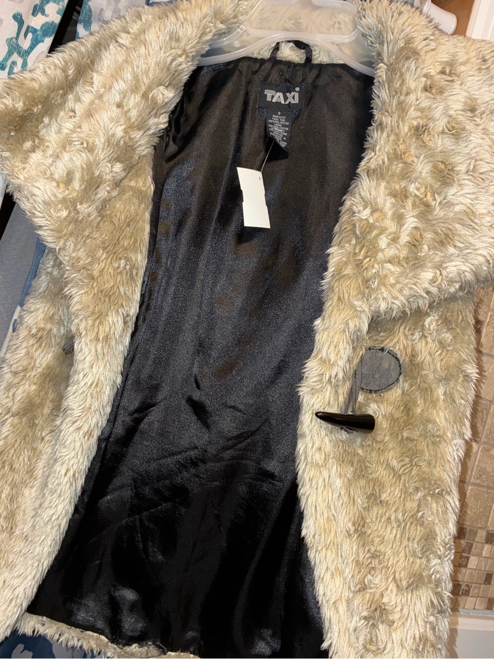 Vintage Women’s Vest: TAXI Faux Fur Vest with Toggle Closure- Small